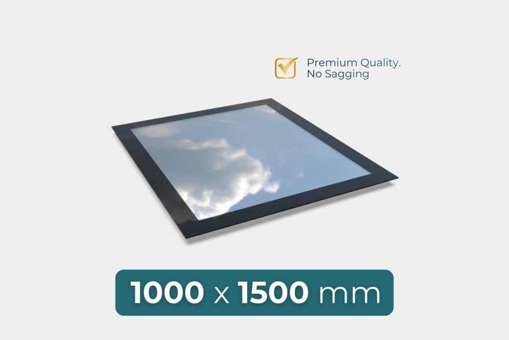 flat roof rooflight 1000 x 1500 mm frameless design with high performance glazing