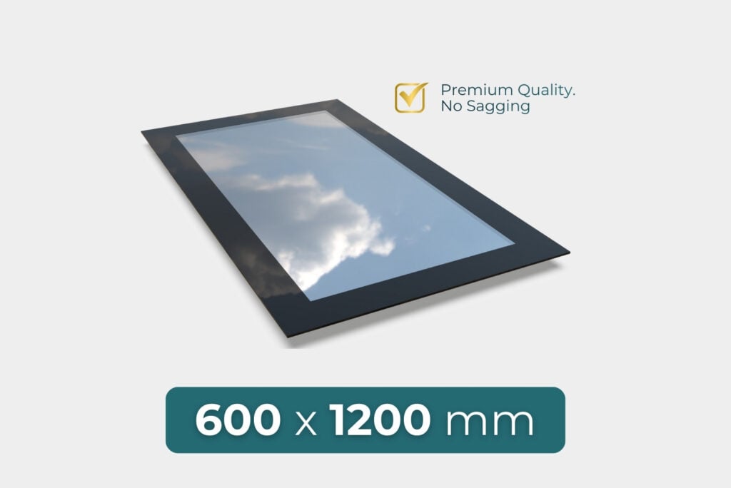 flat roof rooflight 600 x 1200 mm frameless design with high performance glazing