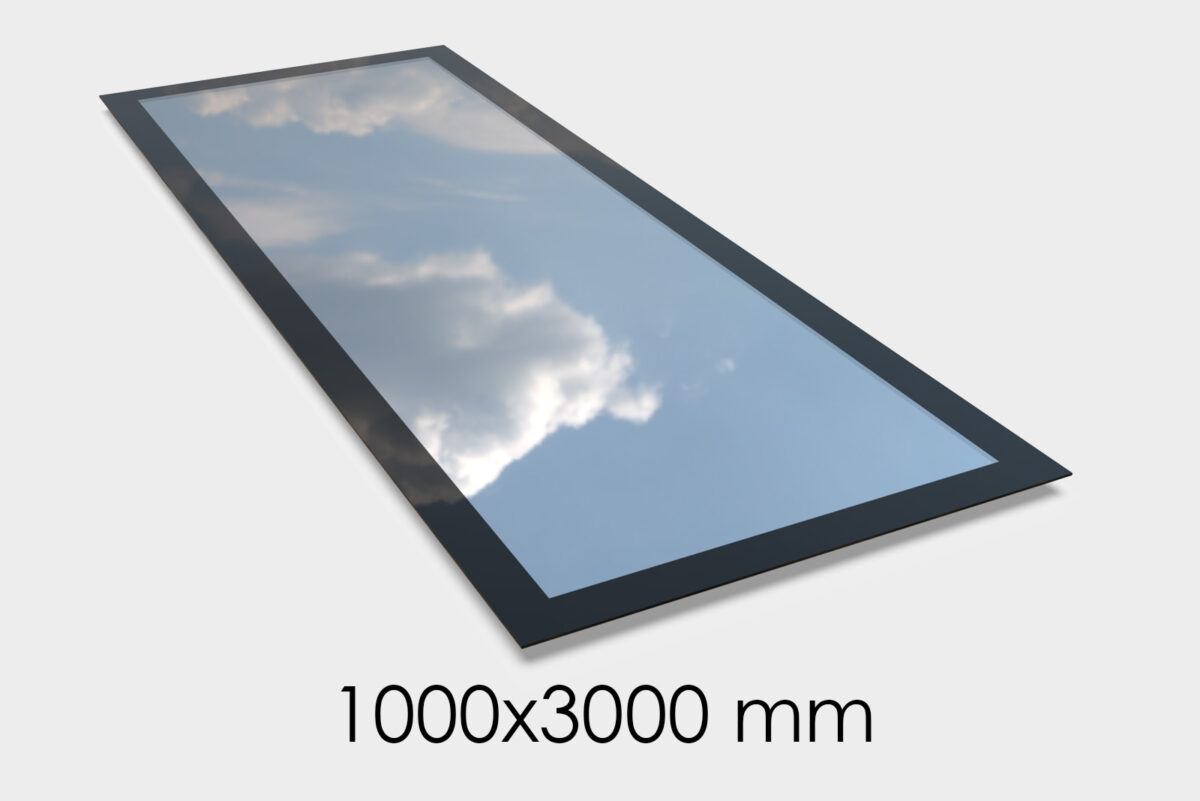 Saris-Extensions Frameless Flat Roof Window - 1000 x 3000mm - Triple Glazed, Toughened Safety Glass