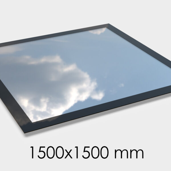 Saris-Extensions Frameless Flat Roof Window - 1500 x 1500mm - Triple Glazed, Clear Tint, Toughened Safety Glass