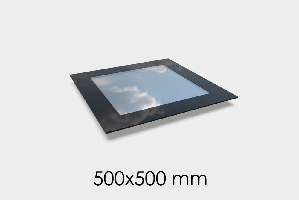 Saris-Extensions shipping class Frameless Flat Roof Window - 500 x 500mm - UV Protected, Toughened Glass