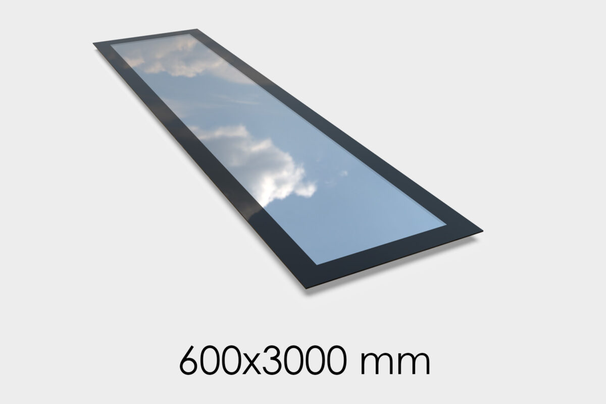 Saris-Extensions Frameless Flat Roof Window - 600 x 3000mm - Triple Glazed, Toughened Safety Glass