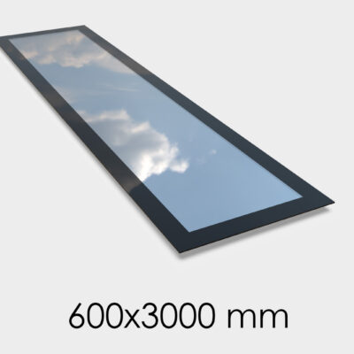 Saris-Extensions Frameless Flat Roof Window - 600 x 3000mm - Triple Glazed, Toughened Safety Glass
