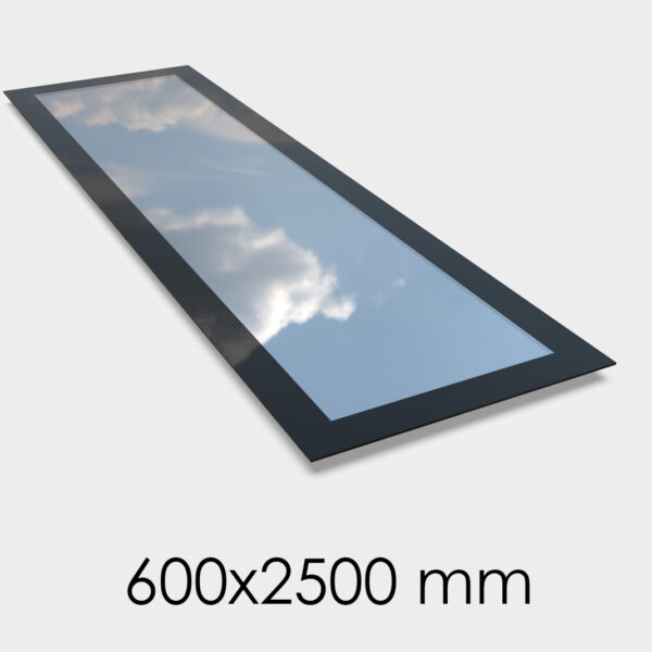 Saris-Extensions Frameless Flat Roof Window - 600 x 2500mm - Triple Glazed, Toughened Safety Glass
