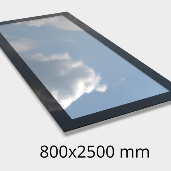 Saris-Extensions Frameless Flat Roof Window - 800 x 2500mm - Triple Glazed, Toughened Safety Glass