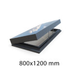 800 x 1200 mm electric opening skylight with solar glass, anthracite grey aluminium frame, 24v actuator, 300mm opening, U-value 1.1 W/m²K