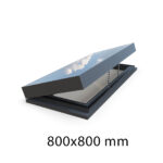 800 x 800 mm electric opening skylight with solar glass, anthracite grey aluminium frame, 24v actuator, 300mm opening, U-value 1.1 W/m²K
