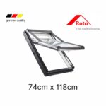 Roto Pitched Roof Skylight Top-third Pivot 74 x 118 cm White Painted Timber