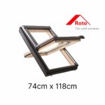 Roto Pitched Roof Skylight Center-Pivot 74 x 118 cm Natural Timber