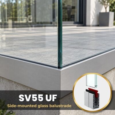 Side Fixed Glass Balustrade SV55 UF – Wedge System