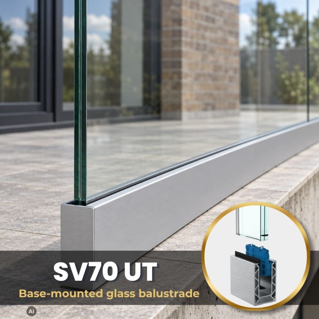 Base Fixed Glass Balustrade SV70 UT – Adjustable System